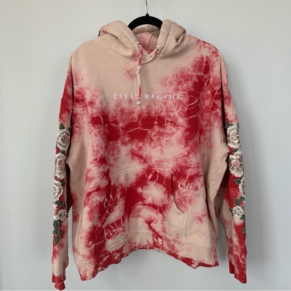 Civil Regime Tie‎ Dye and Floral Embroidery Hoodie Size L